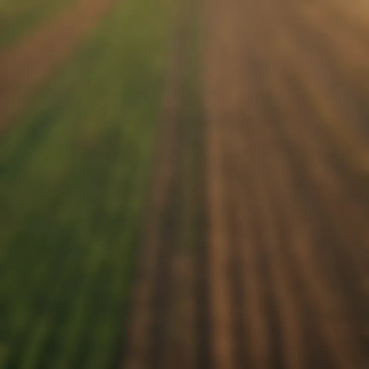 Aerial view of diverse agricultural fields showcasing crop rotation