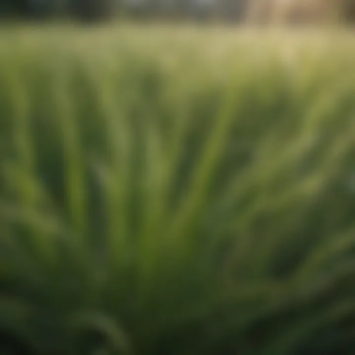 Close-up view of annual ryegrass foliage illustrating its distinct characteristics.