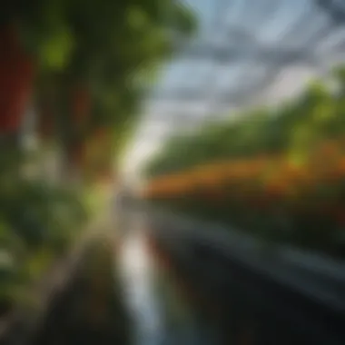 Vibrant Hydroponic Garden A lush hydroponic garden showcasing vibrant plants thriving in a nutrient-rich solution.
