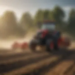 Advanced automated tractor navigating a field