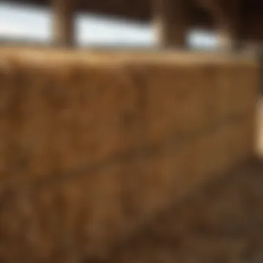 Close-up view of materials used in the construction of a bale barn hay feeder