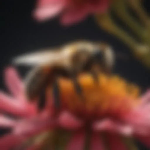 A close-up view of a bee on a vibrant flower, highlighting the beauty of nature.