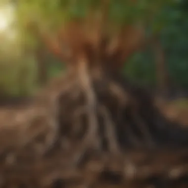 Healthy Roots in Enriched Soil Close-up of healthy roots in enriched soil