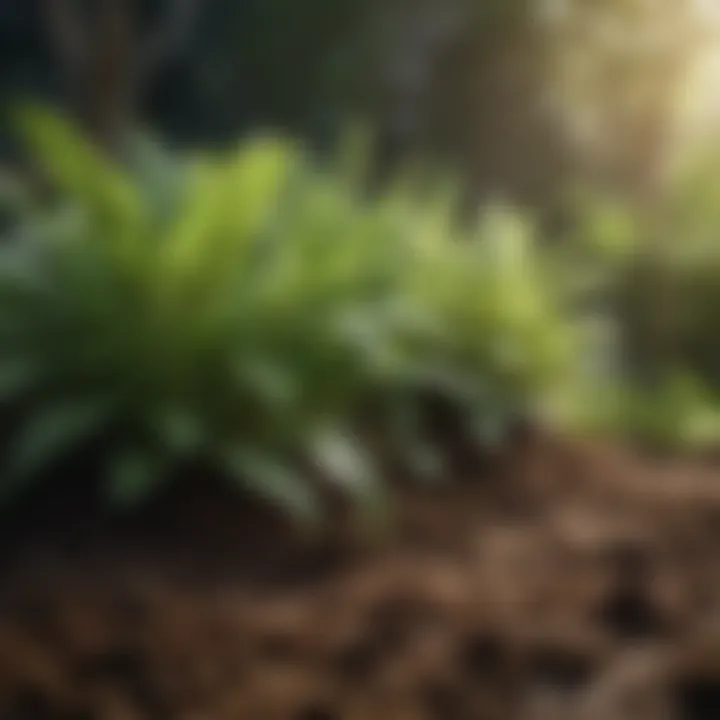 Lush green plants thriving in organic soil
