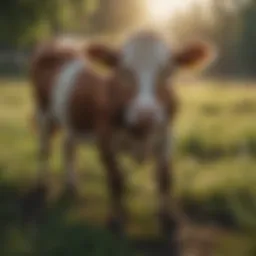 Vibrant young calves in a pasture