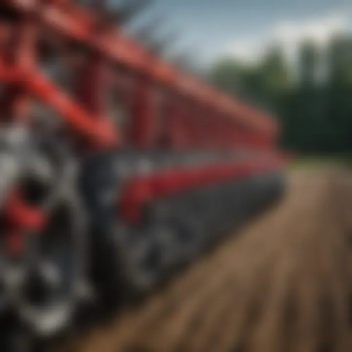 Close-up of Case IH field cultivator tines demonstrating their precision engineering