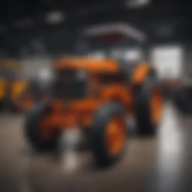 Dealership Showroom Inside view of a Case tractor dealership showcasing various models