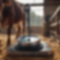 A modern cattle weighing scale in use at a farm