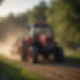 Modern tractor equipped with a chemical sprayer