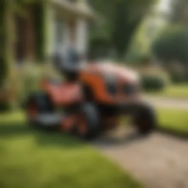 A picturesque garden maintained with a riding lawn mower