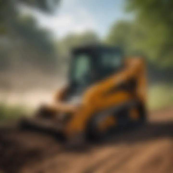 Skid steer mulcher in action clearing dense vegetation