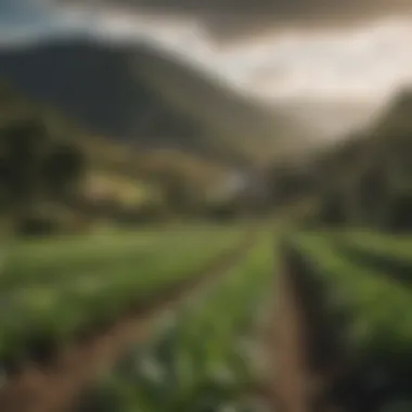 Diverse Crops in Colombia's Landscape Vibrant Colombian landscape showing diverse crops affected by climate change
