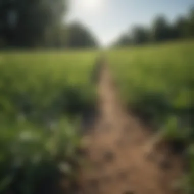 A field of crabgrass displaying its sprawling growth pattern.