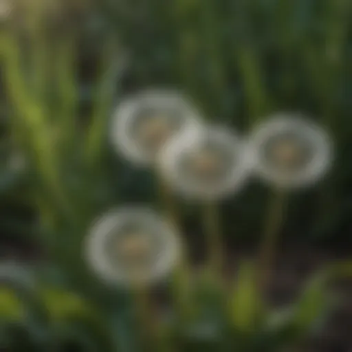 A close-up view of dandelion leaves showcasing their distinctive shape.