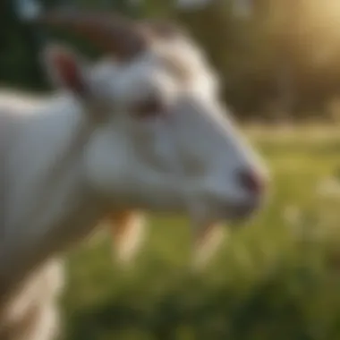 Healthy goats grazing in a lush pasture