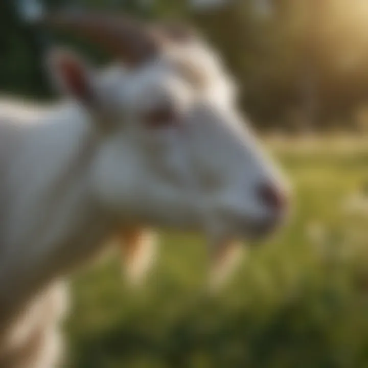 Healthy goats grazing in a lush pasture