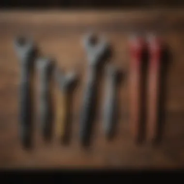 Different types of cattle hoof nippers displayed on a wooden surface, illustrating variety in design
