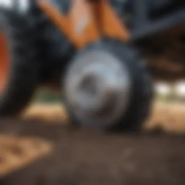 Close-up of a disc attachment on a skid steer