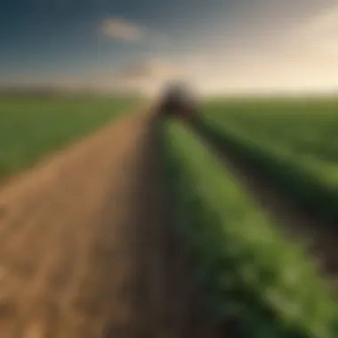 A close-up of a vibrant field showcasing different types of crops nourished by fertilizers.