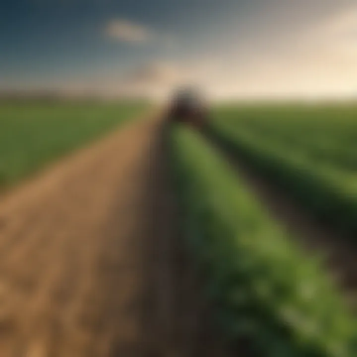 A close-up of a vibrant field showcasing different types of crops nourished by fertilizers.