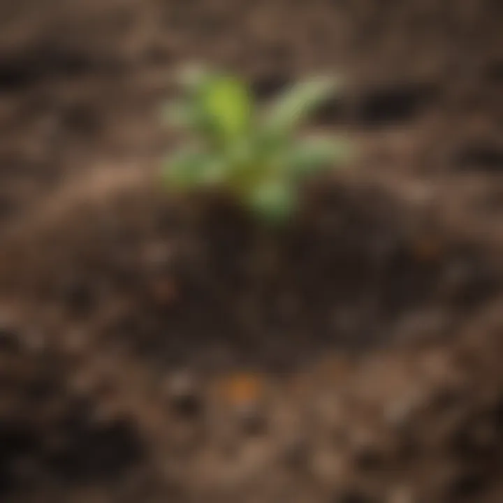 Close-up of soil displaying healthy nutrients