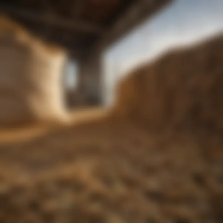 A close-up shot of high-quality silage stored in bags, emphasizing preservation techniques.