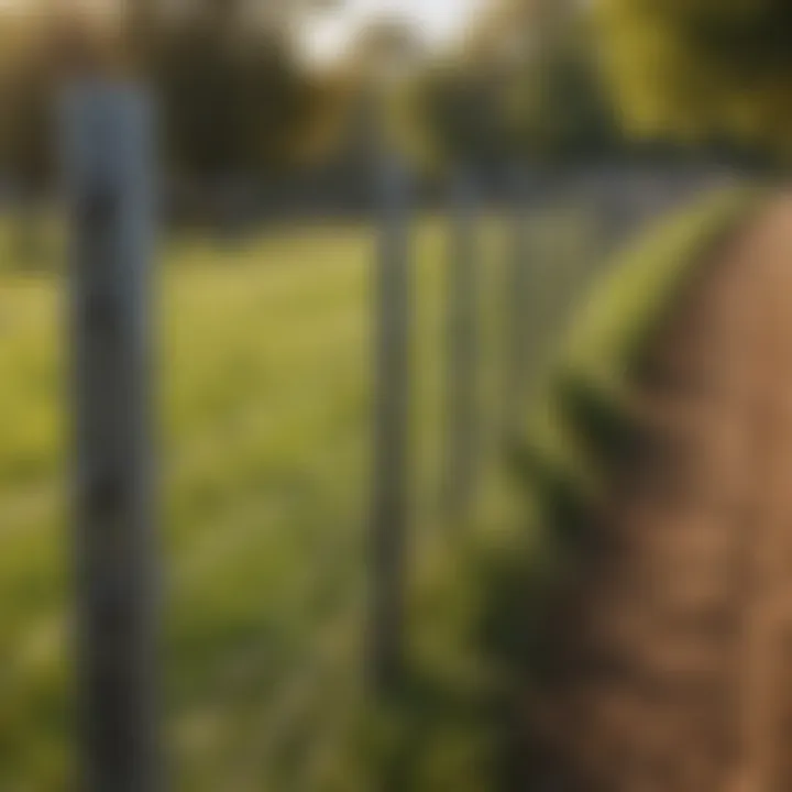 A metal wire fence integrating nature and functionality.