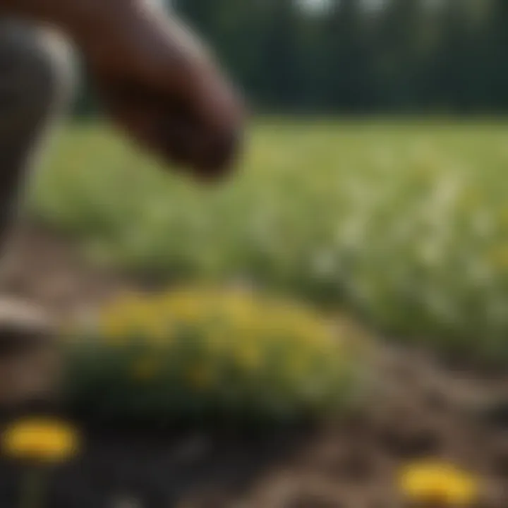 Dandelion Killer Fertilizer Application in the Field