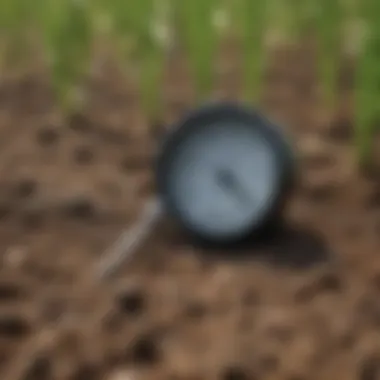 Soil temperature gauge indicating suitable seeding temperatures