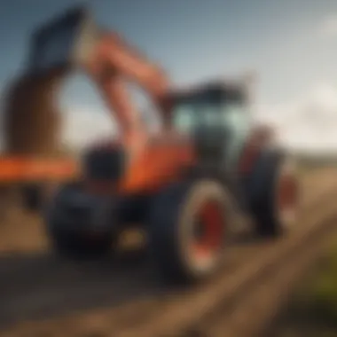 Articulated loader demonstrating its versatility in an agricultural field