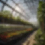 Interior view of a double wall greenhouse showcasing plant growth