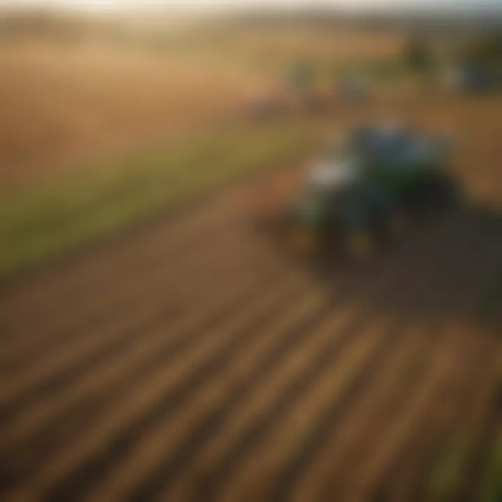 Illustration of innovative farm design techniques focusing on crop rotation and resource management