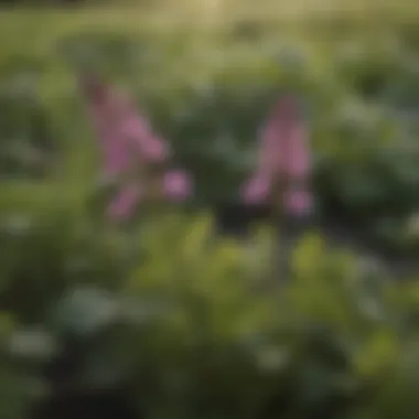 Close-up of henbit foliage in an agricultural field