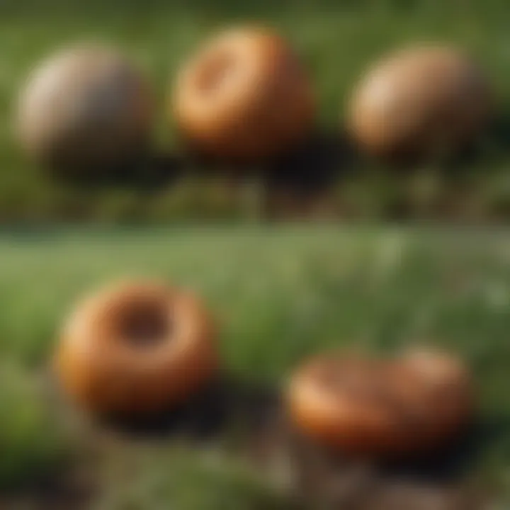Illustration of grub lifecycle stages on grass