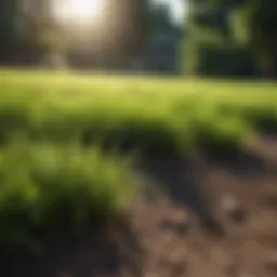 Healthy Zoysia grass lawn under sunlight