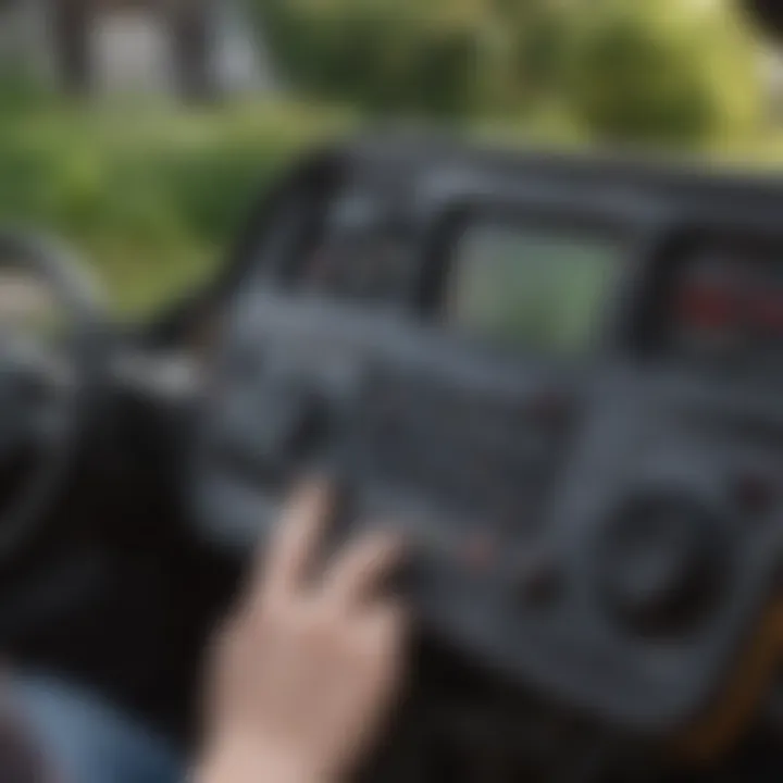 Close-up of electric bucket loader controls