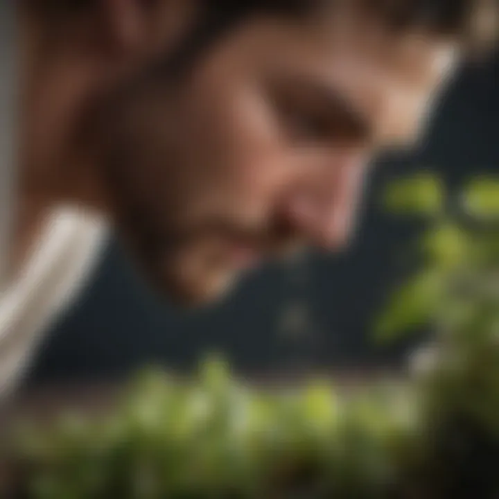 Essential oils being extracted from fresh herbs