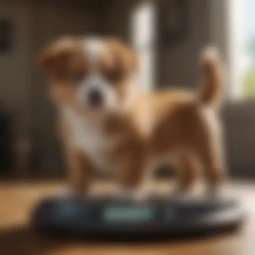 Precision measurement of a puppy's weight on a digital scale