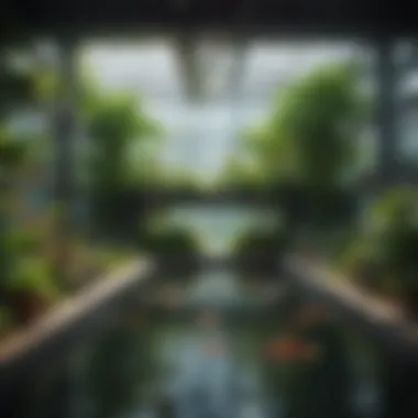 Synergistic Aquaponics Ecosystem A lush aquaponics setup with fish and plants coexisting symbiotically.