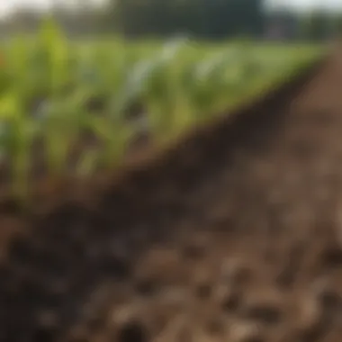 Close-up of healthy soil with vibrant crops growing, emphasizing soil health importance