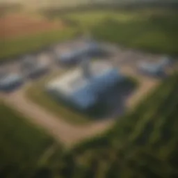 Aerial view of Heartland Ag's facilities surrounded by lush farmland