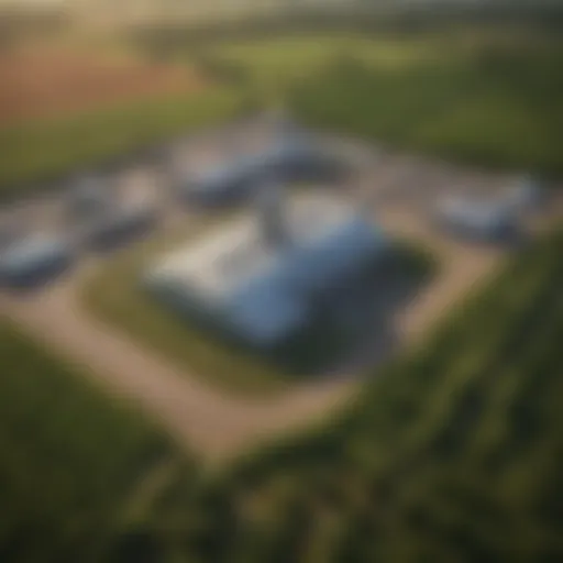 Aerial view of Heartland Ag's facilities surrounded by lush farmland