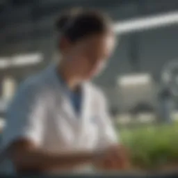 A close-up view of a student conducting research in a modern agricultural laboratory