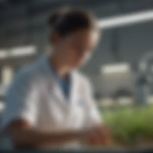 A close-up view of a student conducting research in a modern agricultural laboratory