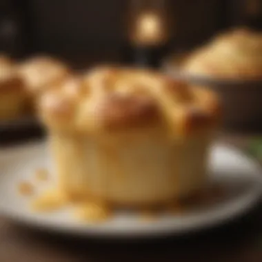 Elegant Cheese Soufflé A luxurious cheese soufflé rising in the oven, golden and fluffy.