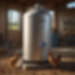Battery-powered chicken water heater in a farm setting