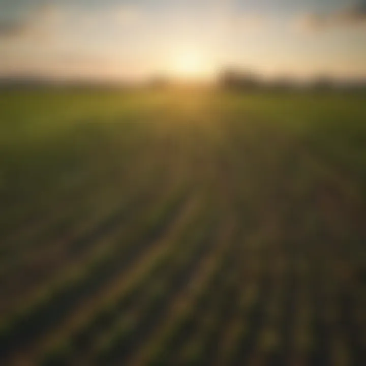 Landscape of lush green fields ready for planting