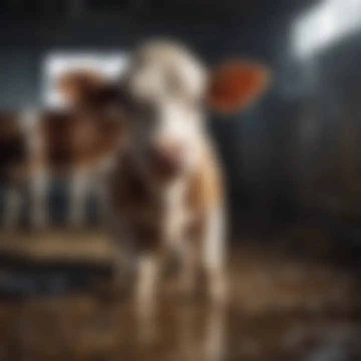 Healthy calf in a clean environment