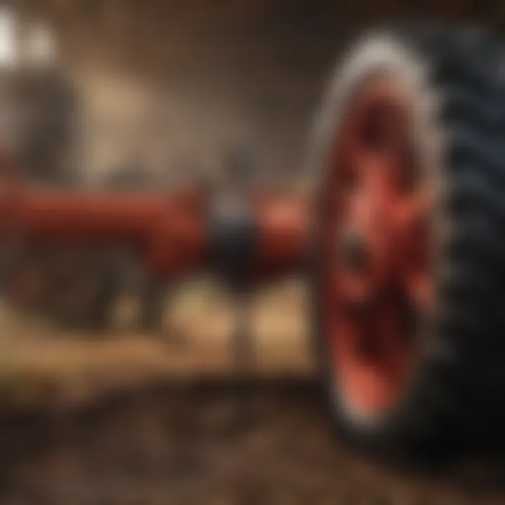 A farmer utilizing equipment powered by locally sourced gears.