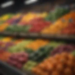Fresh produce display showcasing vibrant local fruits and vegetables